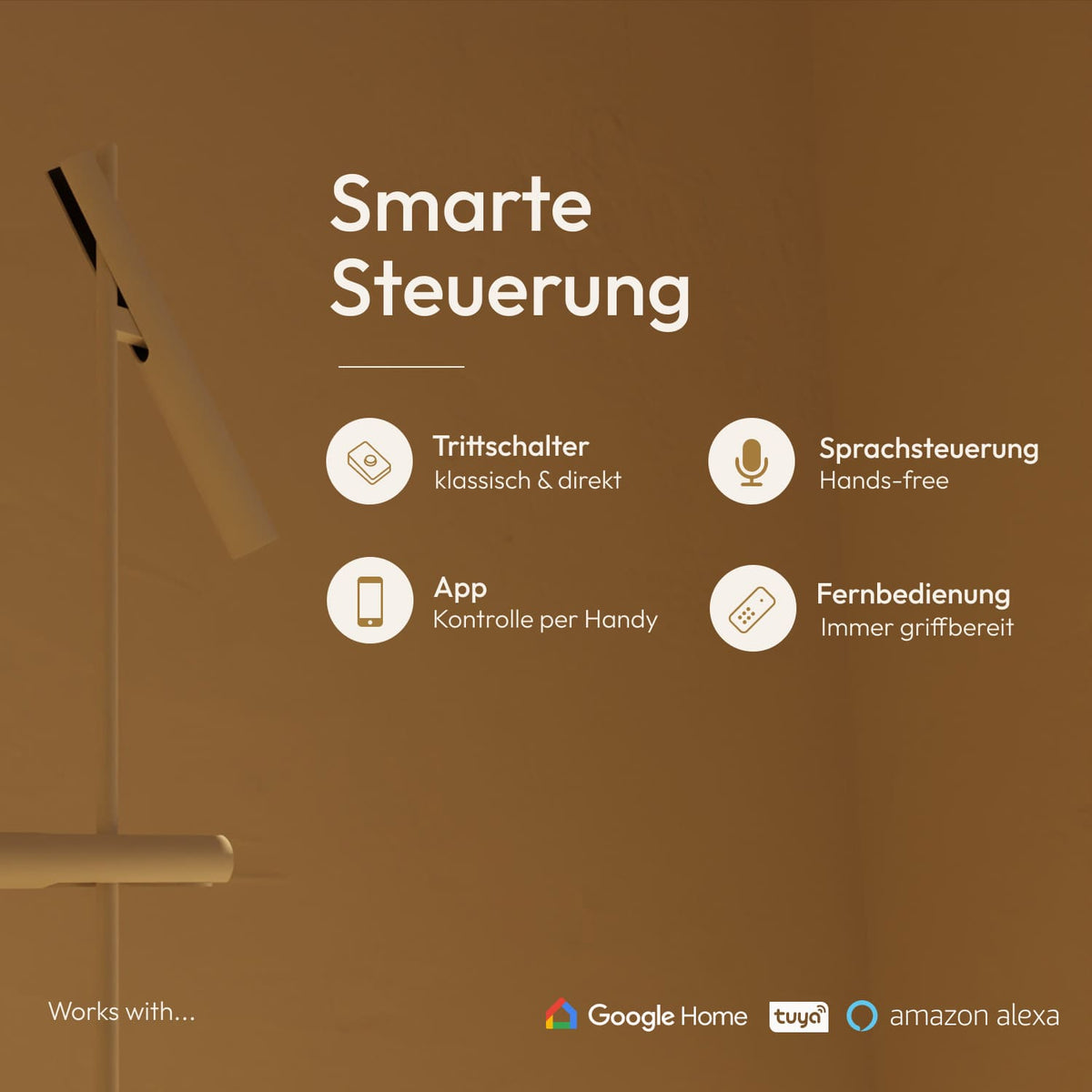Nolo Stehleuchte – smarte Steuerung per App, Sprache & Fernbedienung