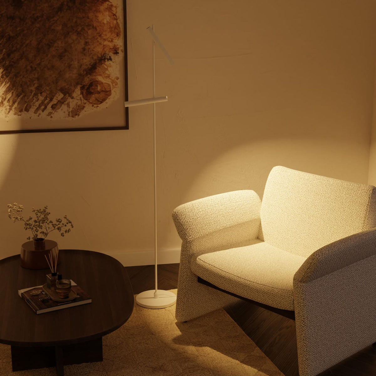 Nolo Stehleuchte – warmes Abendlicht im Wohnzimmer